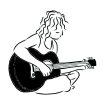 Continuous lines, guitar instruments, instrumental music, simple style, hand-drawn vector illustration